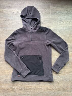 Women's Gray Hooded Half-Zip Pullover Jacket